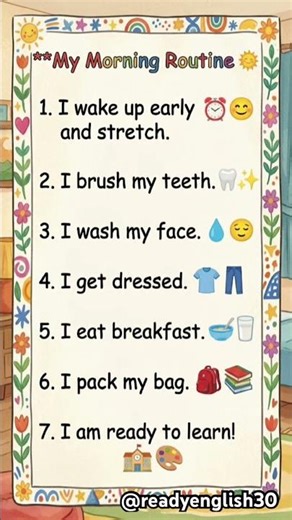 My Morning Routine | Spoken English Practice for Kids 💬 | Daily English Sentences for Beginners 🚀