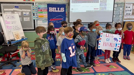 🔵 "Hey-ey-ey-ey!" 🔴 These Bills fans at Windermere Boulevard Elementary School in Amherst are ready for a victory this weekend! | News 4 WIVB Buffalo