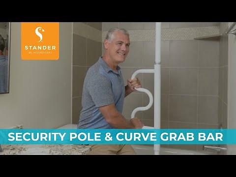 Stander Security Pole and Curve Grab Bar - Tension-mounted Transfer Pole and Bathroom Grab Bar