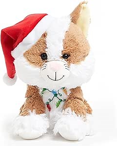 Cuddle Barn - Tangled Tabby | Animated Christmas Mischievous Cat in Christmas Lights Stuffed Animal Plush Toy, Twirls Around to Rockin' Around The Christmas Tree, 10 Inches