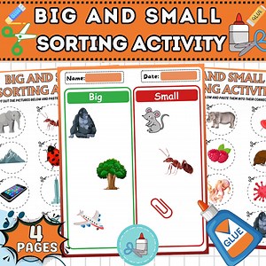 Big and Small Sorting Activity: Cut & Paste Worksheet (PDF) - Etsy UK
