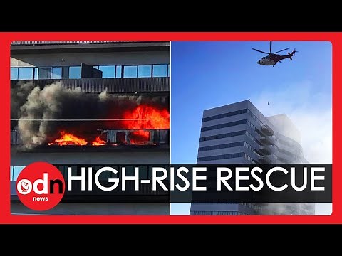 Dramatic Helicopter Rescue as Fire Engulfs High-Rise in Los Angeles
