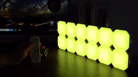 Hexagon LED Panel Lights 12PCS, Smart RGB IC Gaming Wall Lights DIY Panels Work with Alexa Google Assistant, Square Cube Sync with Music App Control for Gaming Setup Room Decor Bedroom TV Gamer Gifts