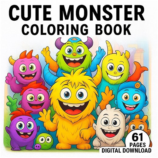 Cute Monster Coloring Book for Kids – 61 Adorable Pages for Creativity & Calm | Digital Download - Etsy Australia