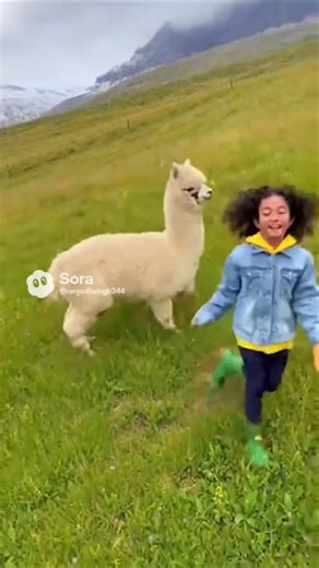 alpaca chasing #funny #alpaca #kidsvideo #funnypet