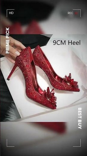 Red Crystal Rhinestone Heel Pumps Shoes
