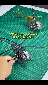 1/35 OH-6A Cayuse (Vietnam war) & MH-6J Little Bird (Modern war) . The OH-6A Cayuse is from Dragon Models, MH-6J Little Bird is from Kitty Hawk. They were built by #ProBuiltModel #helicopter #135scale #OH6ACayuse #MH6JLittleBird #vietnamwar #blackhawkdown #scalemodel #plasticmodel #militarymodel #modelkit #artofmodeling #dragonmodels #kittyhawk | Pro Built Model