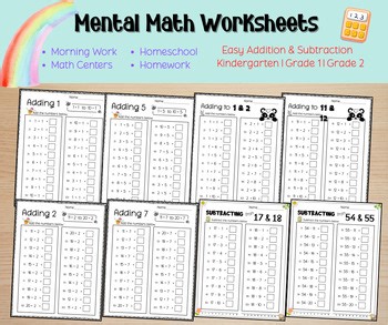 Mental Math Addition & Subtraction Worksheets | Early Learners Practice