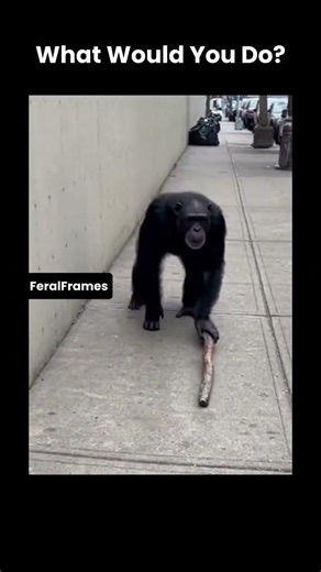 Man Ambushed By Chimps On City Street 🐒🏙️ #chimpanzee #wildanimals #city #unexpected #viral #shorts