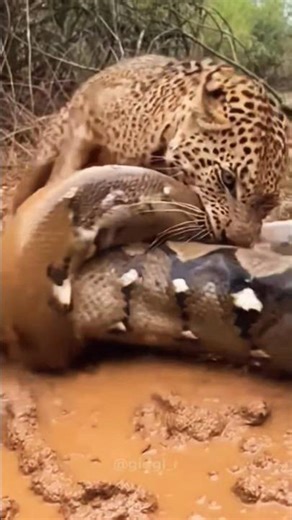 Leopard Attacking python..A rare event to watch.#shorts #wildlife #animals #ytshorts #amazing