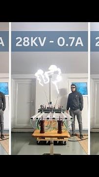 Electrical Arc Comparison - High Voltage Jacobs Ladder Discharge 28KV Different Currents