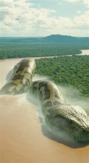 🚁🌍 Helicopter Over Amazon River Reveals Giant Python! 😱🐍
