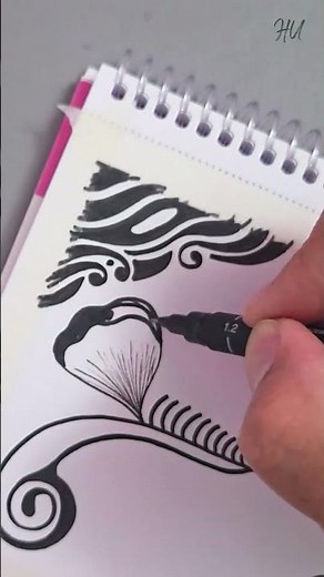 Zentangle Abstract Pattern Close-Up | Satisfying Ink Drawing #shorts