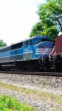 Pair Central Maine & Quebec SD40-2F Engines w Heritage Unit on CSX Train