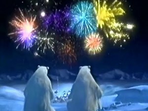 Coca Cola Polar Bear Family Watching Sylvester Fireworks 1999 TV Commercial HD