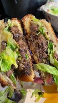 Cheesy beef tongue sandwich