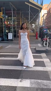 2.7K views · 102 reactions | Stepping out in the city with a chic bridal style from @VerdinBridal. The elegance officially kicks off right now during the weekend-long designer event! Who will say ‘YES!’ to their dream dress in our NYC showroom? 懶 Click the link to view remaining appointments. https://bit.ly/43jJjDO | Kleinfeld Bridal | Facebook