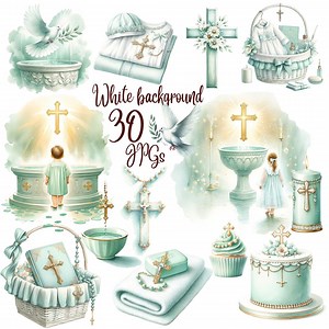 30 JPG Baby Baptism Clipart, Religious Clip Art, Christening Graphics, Catholic Illustrations, Mint Christian, Baptism Girl,baptism Boy - Etsy