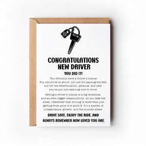 New Driver | Congratulations New Teen Driver | Passed Drivers Test | Congrats You Got Your Drivers License | Sentimental 5x7 Keepsake Card - Etsy