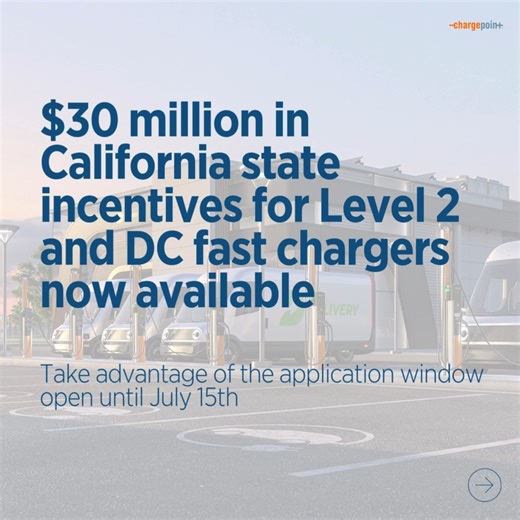 14 reactions | California fleets can now unlock major savings on EV charging. The CEC EnergIIZE Fast Track 2025 program offers up to 100% reimbursement for eligible Level 2 and DC fast charging projects. With funding up to $3.75M per project, now’s the time to electrify your medium and heavy-duty fleet with ChargePoint. Learn more about this incentive and others. https://bit.ly/4k8RrQp | ChargePoint | Facebook
