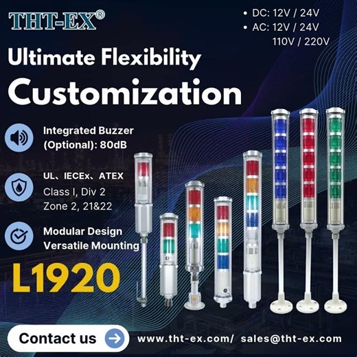 THT-EX L1920 Explosion-Proof Tower Light | Brighter. Louder. Zero Compromise (80dB Alert)