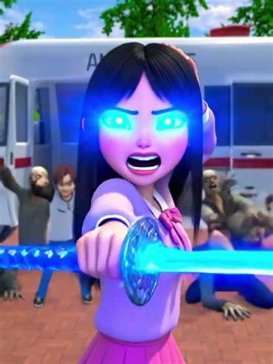 Time Freeze! ⏳ Blue Katana vs Zombies ⚔️ | Sakura School Simulator Action