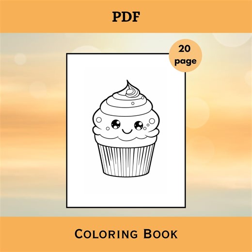 Cupcake Coloring Pages Printable PDF | Dessert Activity Sheets | Kids Bakery Art Workbook Download Files - Etsy