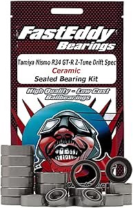 FastEddy Bearings Compatible with Tamiya Nismo R34 GT-R Z-Tune Drift Spec (TT02D) Ceramic Sealed Bearing Kit