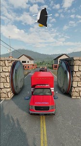 Roamer Gets Crushed Between Bollards | BeamNG Drive #beamngdrive #shorts