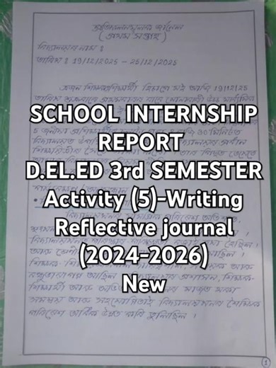 Writing Reflective Journal#D.el.ed 3rd semester# reflective journal# SIP activity 5# SIP report