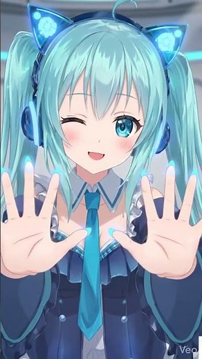 Cute Anime Girl with Cat Ear Headphones |