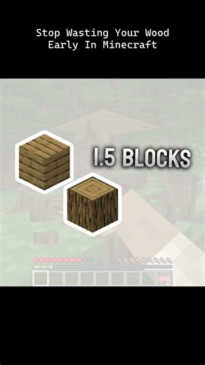 Stop Wasting All Your Wood Early Game In Minecraft #minecraft #minecrafttips #minecraftsurvival