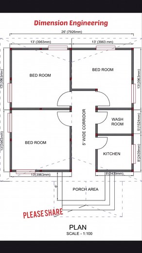 28 reactions | 26x26 House Plan || Low Budget House | Dimension Engineering Services - DES | Facebook