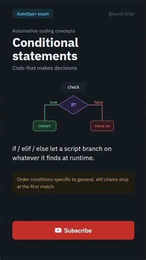 Conditional Statements Short for Exam Prep | AutoOps+ Coding Concepts #comptia