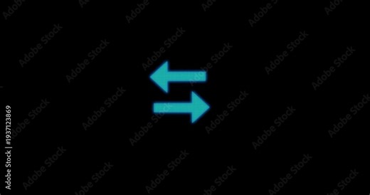Two arrows pointing in opposite directions on black background. 4k arrow direction to left and right animation
