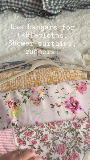 Karen West~mycozybrickcottage on Instagram: "Would love to know friends… WHERE do you store all your linens? In a small cottage there’s not a lot of storage!! I am a tablecloth hoarder for sure!! Re-organizing and decluttering my sweet linens was soo needed!! Having an extra dresser is perfect for organizing linens such as napkins, pillow shams, doilies….hangars are perfect for shower curtains, tablecloths, runners… Love how organized everything is and now I can find what I need more easily!! Ha