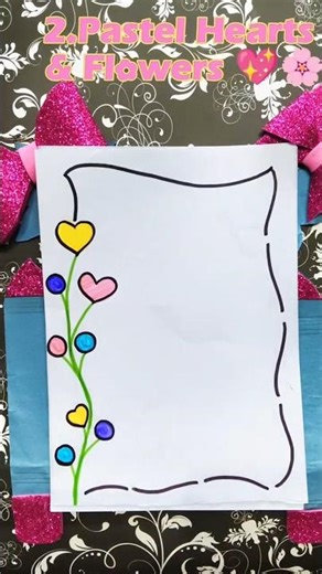 EASY & Simple Border Design 💜project work design😳|assignment work border design#borderdesign #shorts