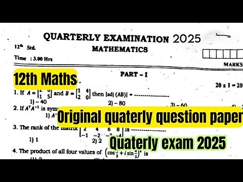 12th Maths question paper quaterly exam 2025