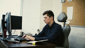 Man Working Office Front Desktop Computer Stock Footage Video (100% Royalty-free) 14410114 | Shutterstock