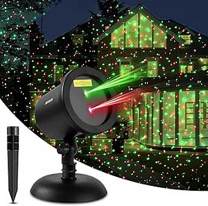 Christmas Laser Lights Projector Holiday Seasonal Lighting Show, as Seen on TV Xmas Static Red and Green Star Spread Out, for Celebration Performance Decorative Lights, Outdoor and Indoor