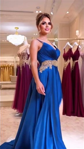 Elegant Lace Satin Evening Dress | Thin Strap Satin Lace Gown Collection ✨ #gown #dress