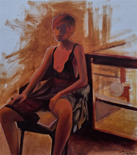 Original Small Oil Painting, Woman Figure Painting
