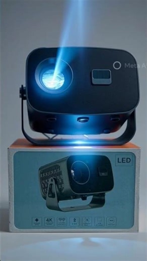 Mini Portable Projector, Compact Navy Blue Home Theater Device, LED Display with Stand