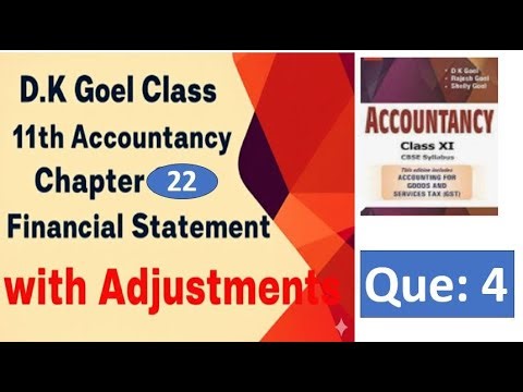 Class 11th Accountancy Solution no: 4 Financial Statement with adjustment chapter 21 CBSE