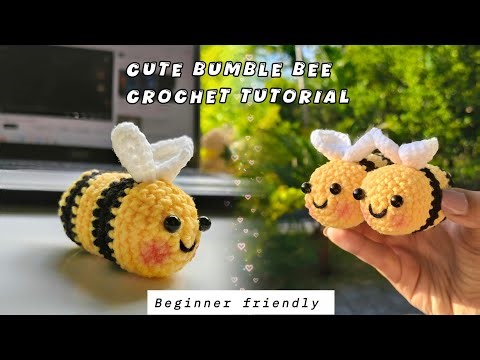 𝗛𝗼𝘄 𝘁𝗼 𝗖𝗿𝗼𝗰𝗵𝗲𝘁 𝗖𝘂𝘁𝗲 𝗕𝗲𝗲 𝗔𝗺𝗶𝗴𝘂𝗿𝘂𝗺𝗶 | Step by step Crochet tutorial for beginners|Crochet keychain