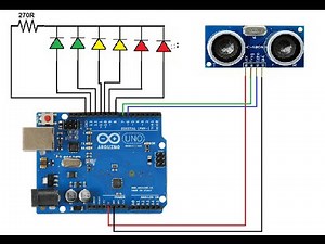 Distance meter with 6 LEDs using Arduino and ultrasonic sensor (with code)