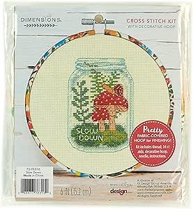 Dimensions Slow Down Counted Cross Stitch Kit for Beginners, 6" Diameter, Multicolor 5 Piece