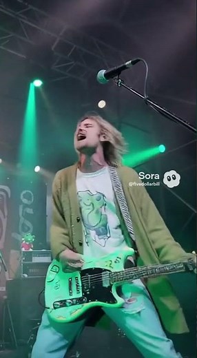 Kurt performs it’s not easy being green #nirvana #kurtcobainforever #kermitthefrog #muppets #grunge