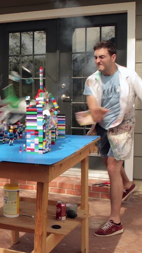 Gav & Dan are 80% adult, 10% child & 10% stuntmen. Watch as they give a Lego-based demo of their 10% 'childlike fun side'. #SlowMo #SlowMoGuys#Lego