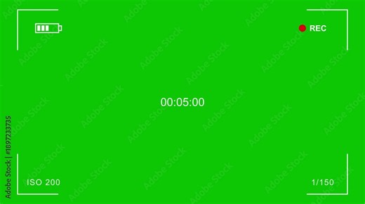 Green screen camera recording frame with REC indicator and timecode overlay. Clean modern horizontal 4K video background for editing and compositing